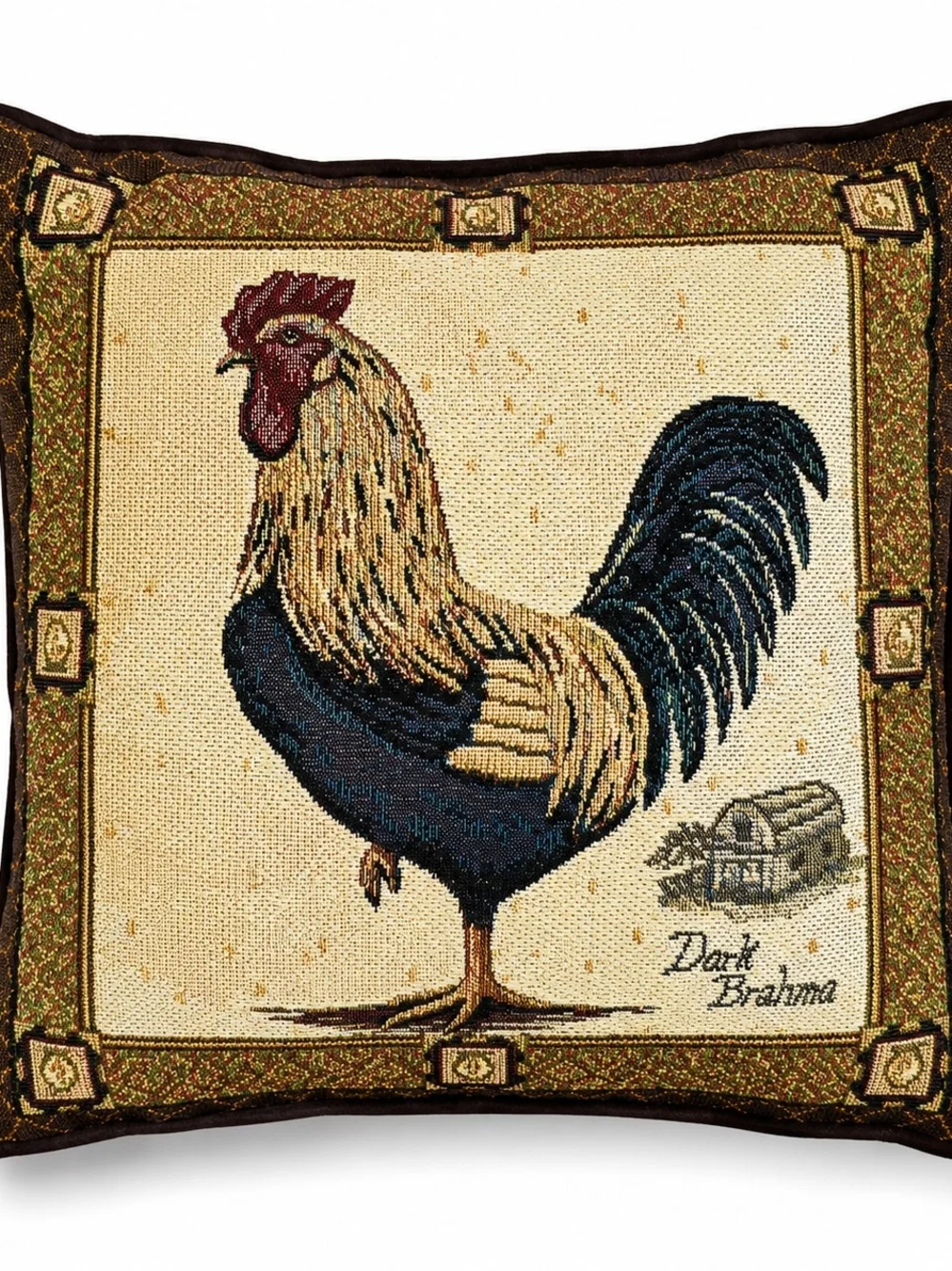 Dark Brahma Rooster Tapestry Throw Pillow Country Rustic Farmhouse Chicken Decor